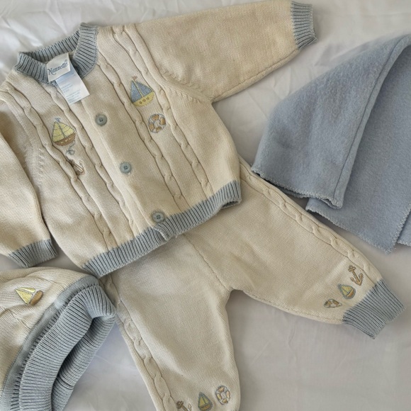 Vintage Nannette Baby Sweater Set 0–3 Months Sailboats + Handmade Coat - Picture 9 of 11